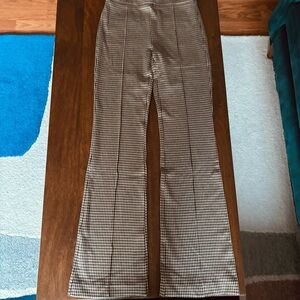 NWT Ann Taylor Tan & Black Houndstooth Mini Flare Bootcut Stretch Pant